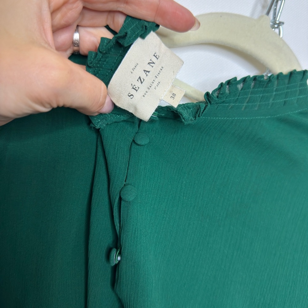 Sezane 100% silk green dress size 38/M - Picture 10 of 10